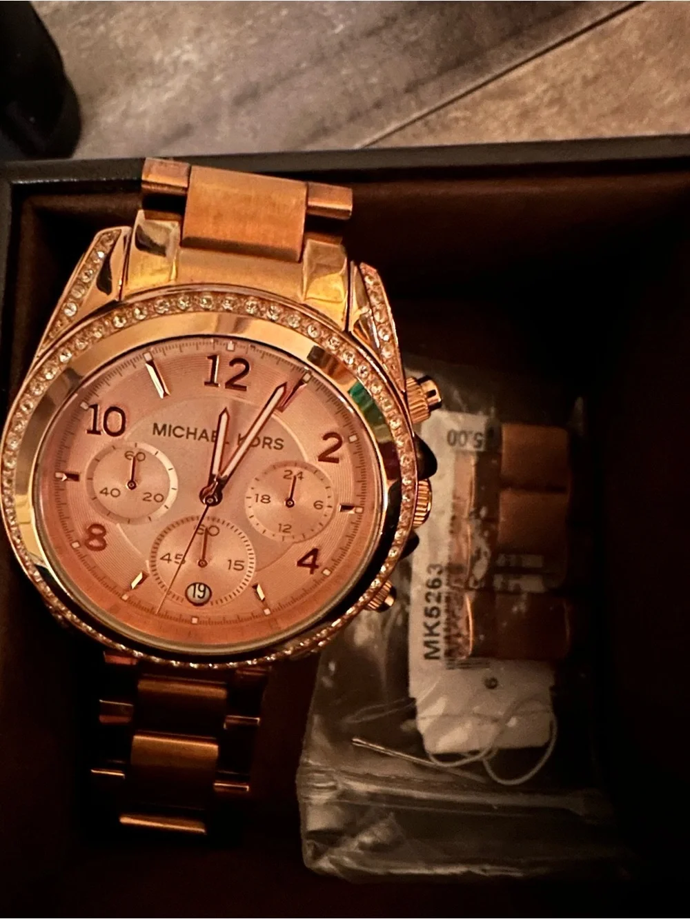 Michael Kors Rose Gold Crystal-Trim Women's Bracelet Watch